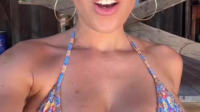 Taylor Mathis shows off her big boobs naked on the beach!!!